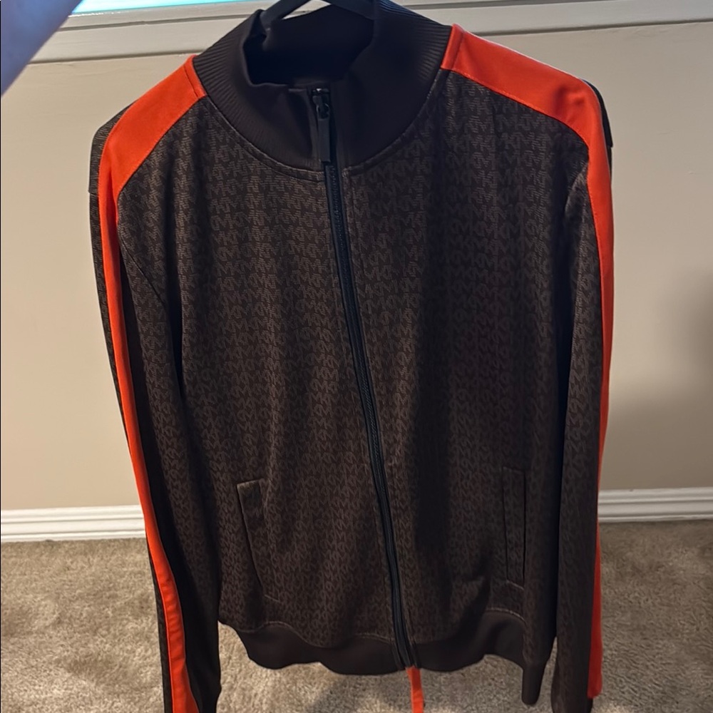 Michael Kors Brown and Orange Zip-Up Jacket